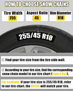 Snow-Chains Easy Install Tire-Chains, One-Pull Fit Design Tire Snow Chains for Passenger Cars, Sedan, SUVs, Emergency Winter 