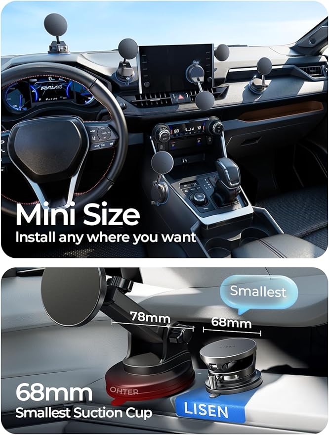 LISEN 15W Magsafe Car Mount Charger, Magnetic Wireless Car Charger, Suction Phone Mount, Vacuum Magnetic Phone Holder for Car Mount for iPhone 17 Pro Max 16 15 14 13 12, Samsung S26/S25, Pixel 10 Pro