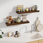 Fun Memories 30Inch Floating Shelves for Wall, 2 Pack Rustic Wood Shelves for Bathroom|Kitchen Wall Mounted Floating Shelf wi