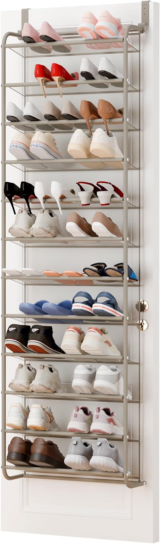 Whitmor 36 Pair Over The Door Shoe Organizer, 12 Tier Hanging Shoe Organizer, Heavy Duty Metal & Mesh Shoe Holder, Hanging Sh