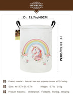 HUNRUNG Laundry Hamper,Large Canvas Fabric Lightweight Storage Basket Toy Organizer Dirty Clothes Collapsible Waterproof for 