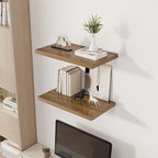 Dreamland 24" Floating Shelves for Wall, 12" Deep Slim Walnut Floating Shelves, Wall-Mounted Shelves for Bedroom, Living Room