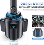 Miracase [2025 Latest Upgraded Cup Holder Tablet Mount for Car, [High-Rise Clamp Arm] Adjustable Long Neck Car Tablet Holder Compatible with iPad, Pro, Air, Mini & All 6.1-12.9" Tabs