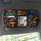 Mushroom Car Sun Visor Organizer, Multi-Pocket Car Truck SUV Storage Pouch Holder Elastic Bands Universal Fit Document Holder for Registration