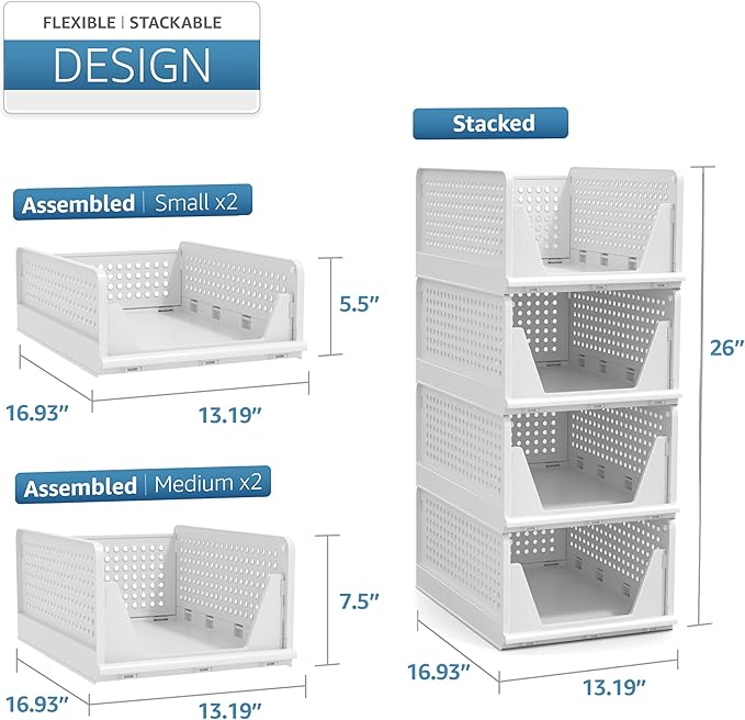 Sorbus Shelf Organizer - Closet Shelf Organizer for Clothes, Closet, Bathroom, Kitchen, Garage - Plastic Stackable Shelf Orga