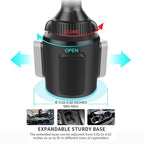 APPS2Car Tablet Holder for Car, Cup Holder Tablet Mount for Truck, Height Adjustable iPad Holder Compatible with 4.7-11" iPad Pro Air Mini, Galaxy Tab, iPhone, Cell Phone