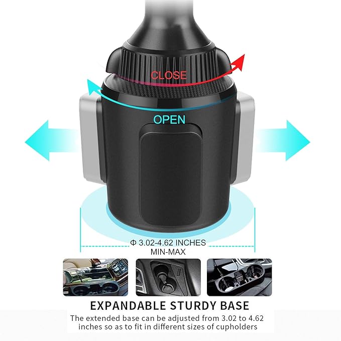 APPS2Car Tablet Holder for Car, Cup Holder Tablet Mount for Truck, Height Adjustable iPad Holder Compatible with 4.7-11" iPad Pro Air Mini, Galaxy Tab, iPhone, Cell Phone
