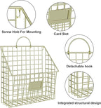 Yuzehuaza Wall File Organizer Mesh Hanging Wall Files Holder,Magazine Rack and Mail Basket with Hooks, Office Wall Organizer 