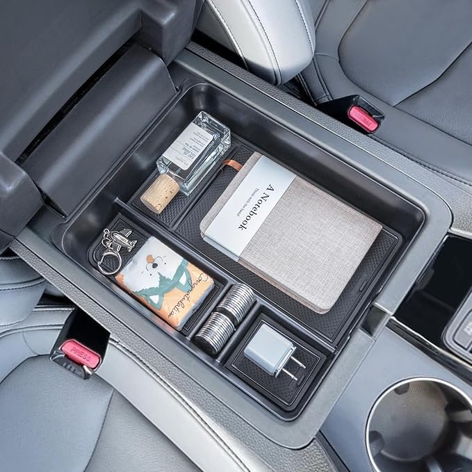 PIMCAR Center Console Organizer for 2023-2025 2026 Honda Pilot, 2024 2025 2026 Honda Passport/Ridgeline Upgrade Design Tray Accessories Interior Armrest Box Divider ABS Plastic Material-Black Trim