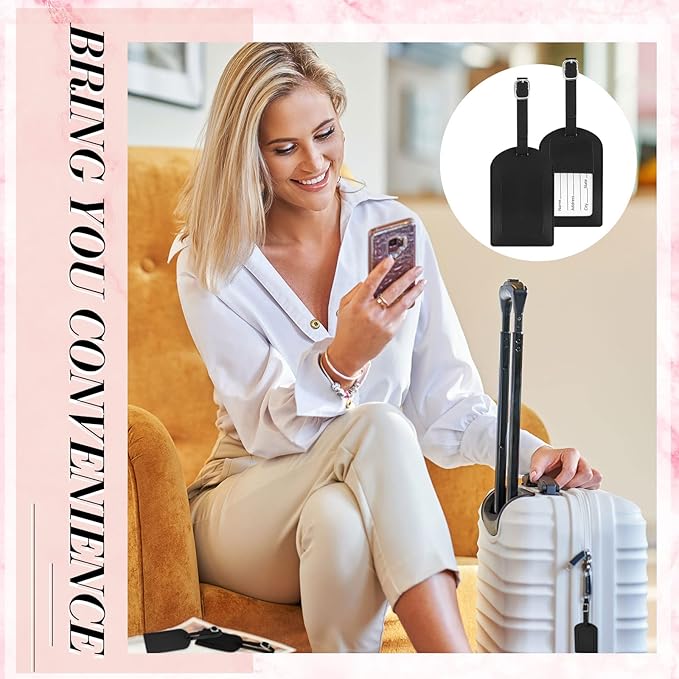 Dunzy 30 Pieces Leather Luggage Tag Women Identifiers Travel Suitcase Tags for Luggage Travel Backpack Bag Wedding Favors Wom