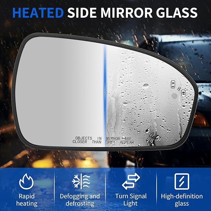 JINCHEN Right Passenger Side Mirror Glass for Ford Fusion 2013-2020 Heated with Blind Spot Detection DS7Z17K707C