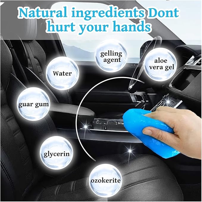 Car Cleaning Gel Slime - Remover for Interior, Keyboard, AC Vent & Electronics(A)