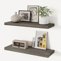 Vivelove Elm Floating Shelves for Wall Solid Wood, 24 Inches Long Rustic Wall Shelf with Invisible Bracket for Living Room Be