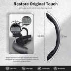 Nappa Leather Car Steering Wheel Cover for Men Women, Ultra-Thin Non-Slip Breathable Microfibre, Universal for 14.5"-15" Stee