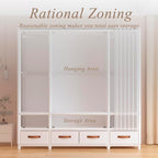 Portable Closet,Portable Closets for Hanging Clothes,Japanese Style Wardrobe Clothing Rack with 3 Drawers,1 Hanging Rods and 