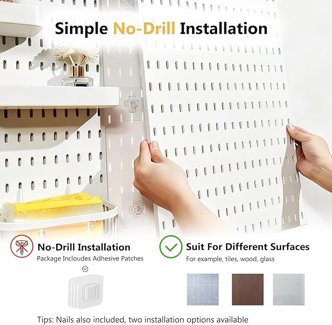 Wall Organizer Pegboard Kit, Wall Control Peg Board with 18 Pcs Accessories, 4 Pack Plastic Wall Mount Display Storage Panels