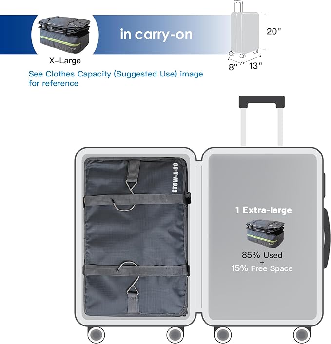 Stow-N-Go Portable Hanging Travel Shelves, Packing Organizer for Luggage. Carry on Closet for Clothes. Expandable Packing Cub