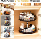 2 Tier Medicine Cabinet Organizer, Rotary Turntable Organizer for Medicine and Vitamin Bottles, Under Sink Organizer for Medi