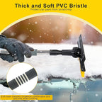 53'' Extendable Retractable Snow Brush & Ice Scraper for Cars/SUVs/Trucks - 360° Rotating Detachable Head, 10" Scratch-Free Squeegee, Ergonomic Foam Handle Winter Cleaning Tool (yellow&black)