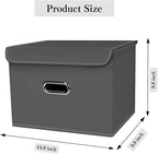 Fabric Foldable Collapsible Storage Cube Bin Organizer Basket with Lid, Handles, Removable Divider for Home, Closet (Grey, 6P