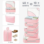 10 Set Packing Cubes for Travel, Gifts for Women Mom,Anti-Tearing Suitcase Organizer for Luggage with Shoe & Hanging Toiletry