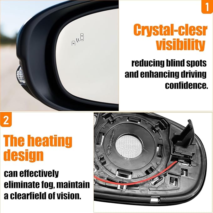 Heated & Blind Spot Left Driver Side Mirror Glass Compatible with Lexus ES300h ES350 2013-2018, IS250 IS350 2015-2020, LS350 2013-2017, GS350 2013-2020, CT200h 2011-2017, RC300 RC350 2015-2019