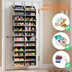 Over The Door Organizer 6 Tiers, Extra Large Behind Door Storage of 12 Compartments, 80 lbs Weight Capacity Hanging Storage O
