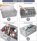 Moteph Shoe Organizer Closet Storage Solution with Clear Cover & Adjustable Dividers for Shoes, Handbags, Blankets, Linen, Cl