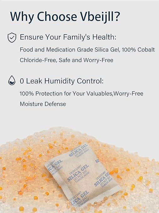 100 Gram (15 Pack) Color-Indicating Silica Gel Packets, Premium Food Grade Desiccant - Rechargeable Moisture Absorbers for