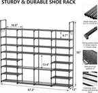 Mavivegue Extra Large Shoe Rack, 8 Tier 4 Rows 72-76 Pairs Big Tall Metal Shoe Shelf,Big Boot Rack Storage Organizer for Gara