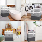 HomeHacks 2 Pack Large Laundry Baskets, Waterproof, Freestanding Laundry Hampers, Collapsible Clothes Hamper with Reinforced 