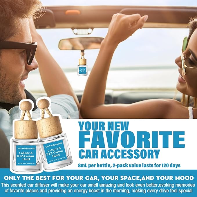 HoogaLife Car Air Freshener Diffuser 4 Pack Hanging Car Freshener for Women - 24.K Magic & W. Hotel ＆ Cabane & Rltz. CarIton 