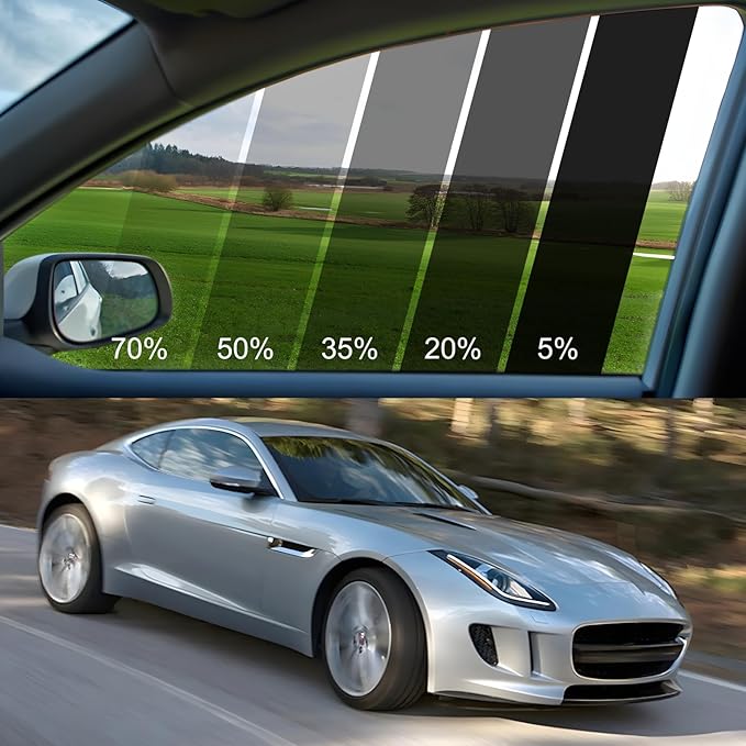 Car Window Tint Film, Protection Privacy Sun Shade Roll, Car Side & Rear Windows Tint Film, Heat UV Blocking,Scratch Resistant, with Installation Tool