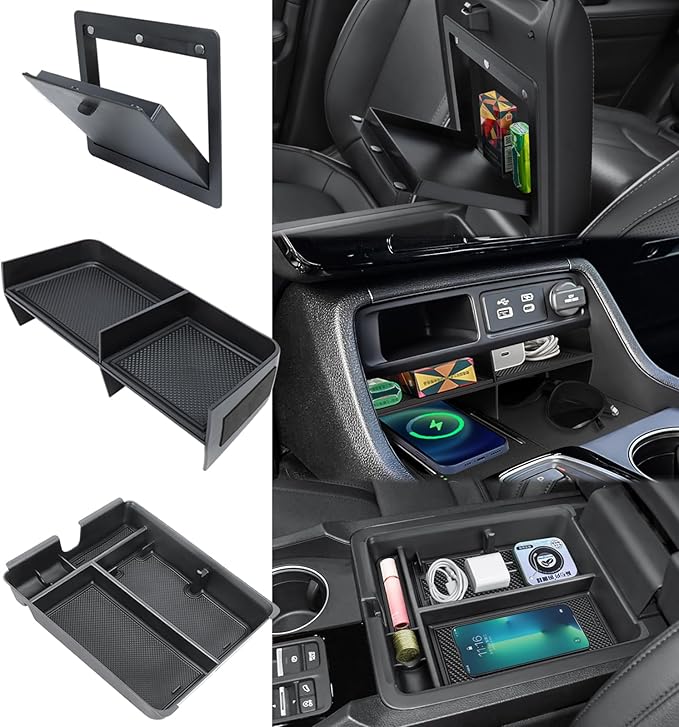 3PCS Center Console Organizer Compatible with 2023-2026 Honda Pilot 2026 Honda Passport Hidden Storage Tray Armrest Storage Tray Insert Divider Slot Box Secondary Interior Accessories