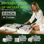 Vacuum Bags for Travel - USB Electric Pump, 9 Pack Carry-on Size Vacuum Seal Bags for Clothing - Space Saver Vacuum Storage B