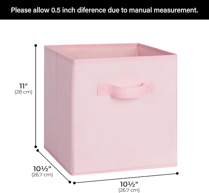 Cupic Cupid 11x11 Storage Cubes, 6 Pack Open Storage Bins with Handles, Storage Cube Organizer for Clothes and Toys, Collapsi