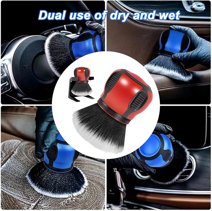 AUCELI Car Detailing Brush, Ultra Soft Auto Interior Dusting Brush with Storage Rack, Car XL Synthetic Brush Cleaning Tool, U