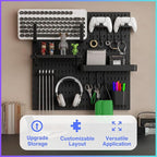 Keepo Peg Board Wall Organizer for Gaming Setup, Pegboard with Adhesives & Screw Mounts, Includes Peg Board Accessories for G