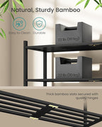 SONGMICS Bamboo Shoe Rack for Closet, Stackable Shoe Oragnizer with Modular Structure, Space-Saving Free Standing Shelf for E