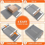 WOWBOX Sheet Organizers and Storage,Closet Bed Sheet Organizer Under Bed Storage and Organization with Label Cards & Clear Wi