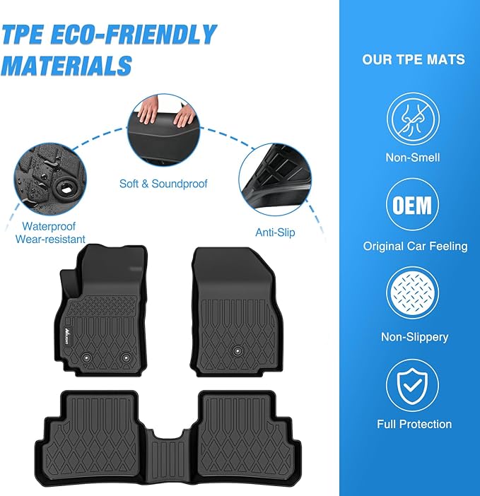 Nilight TPE Floor Mats for Chevy Spark 2016 2017 2018 2019 2020 2021 2022 2023, All Weather Custom Fit Heavy Duty Floor Liners
