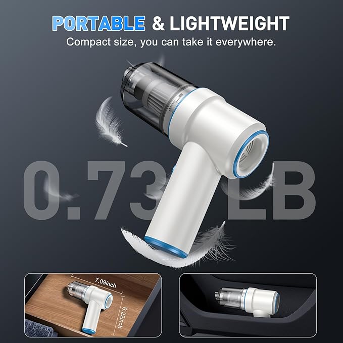 KMM Handheld Car Vacuum Cleaner, 9000PA Vacuum Cleaner & Air Duster, 120W High Power Vacuum Portable Cordless, Hand Held Vacu