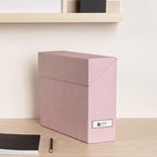 Bigso Lovisa Fiberboard Label Frame 12 File Storage Box - Paperwork Storage Box with Metal Label Holder - Durable Document Or
