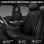 CAR PASS Thick Foam 3D Air Mesh Leather Car Seat Covers Front Seats Only, Luxury Breathable Premuim PU Leather Two Front Seat
