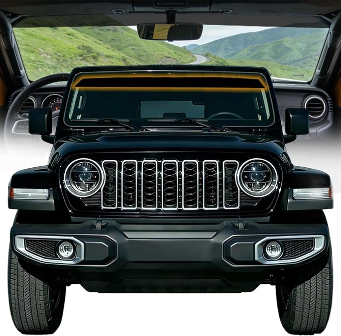 AUTOTEK Window Tint Strip for Windshield of 2018-2025 Jeep Wrangler 2-Door & 4-Door JL, 2-Ply Easy Install Sun Strip, Anti-Glare and UV Rejection Window Tint Films Stickers for Wrangler Unlimited
