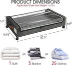 Yecaye Under Bed Storage with Wheels, 2Pack Grey Under Bed Storage Containers and 2Pack Beige Under Bed Shoe Storage with Div