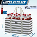 Stand Up Extra Large Utility Tote Bag, Foldable Reusable Grocery Bags with Metal Wire Frame & Reinforced Bottom Board, Large Utility Tote for Shopping, Car Trunk, Beach Bag (Grey)