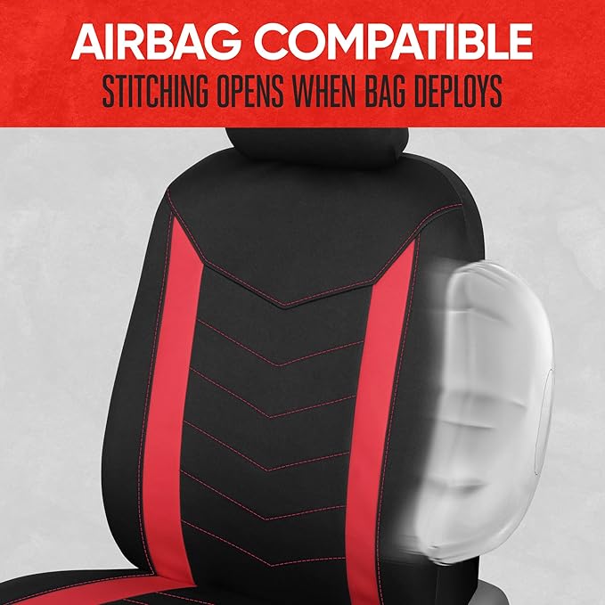 Motor Trend SpillGuard 2 Red Seat Covers for Cars & Seat Covers for Trucks - Neoprene Lining Waterproof Car Seat Covers Front