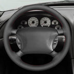 MEWANT Hand Stitch Leather Steering Wheel Cover Wrap for Ford Mustang 1994-2004 Steering Wheel Accessories for Ford
