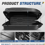 Auto Dynasty Roof Top Mount Car Storage Travel Luggage Box Cargo Carrier, 56.3 (L) x 36.8 (W) x 16.25 (H) Inches, Capacity 110 Pounds, 13 Cubic Feet (Tool-Free Install), Textured Black Finish